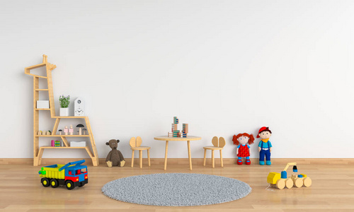白色儿童房的桌椅，用于模型3D渲染