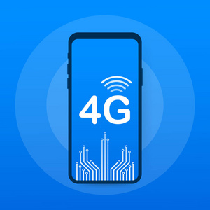 4g 网络无线系统和互联网。通信网络。向量例证