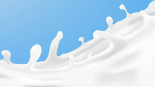 逼真的透明牛奶飞溅模板广告图片