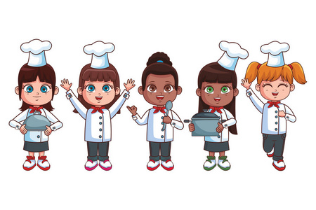 可爱的厨师儿童卡通插图平面设计