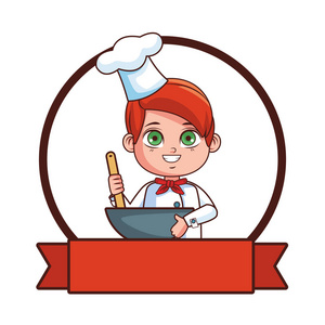 可爱的厨师男孩卡通插图图形设计