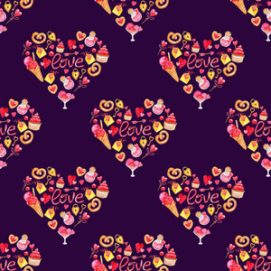 s day Seamless pattern isolated on dark background, hand drawn i