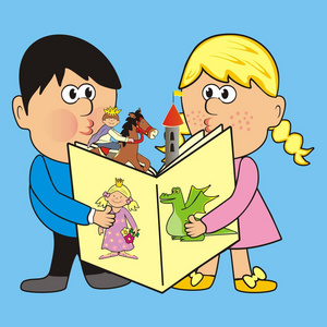 儿童和童话书矢量插图