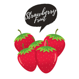 草莓载体。 草莓的矢量插图。 新鲜成熟的草莓，叶子