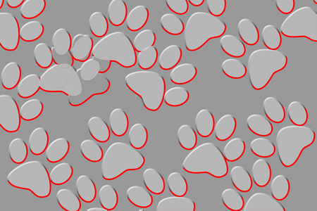灰色背景下的猫或狗爪指纹图片