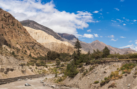 喜马拉雅山景观安纳普尔纳范围尼泊尔。