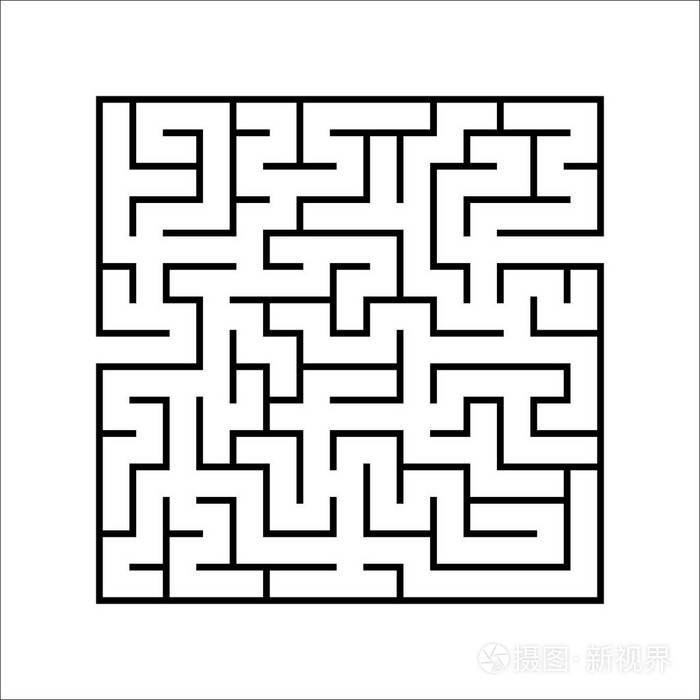 一个入口,一个出口.迷宫难题.简单的平面矢量插图隔离在白色背景上.