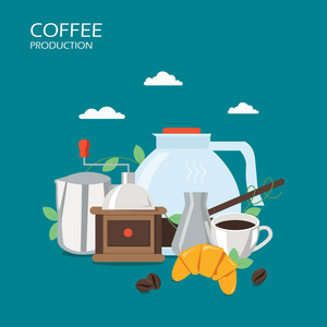 咖啡生产向量平样式设计例证图片