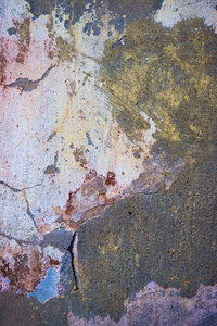 开裂和剥落油漆旧墙壁背景。 经典格律纹理