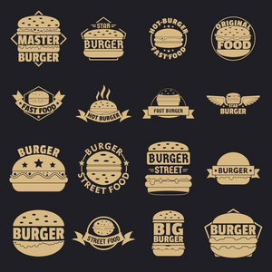 汉堡徽标图标设置, 简单风格