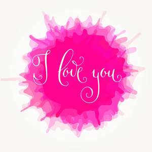 s day greeting card. Vector romantic holiday lettering over pink