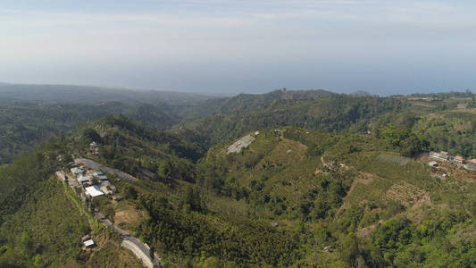 印度尼西亚巴厘岛山地景观农田和村庄