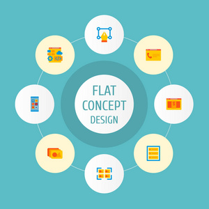一套网站开发图标平面样式符号与定价页面, 网页开发, 照片库和其他图标为您的网络移动应用程序徽标设计