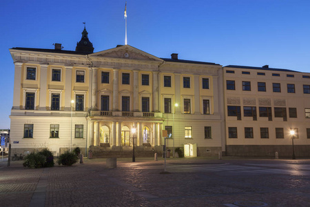 哥德堡市政厅和德国教堂。 哥德堡瓦斯斯特戈特兰和博胡斯兰瑞典。