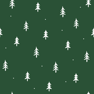 圣诞背景。 绿色背景上的白色圣诞树。