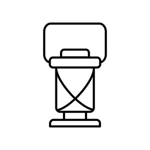  white vector illustration of outdoor vintage lantern. Line icon