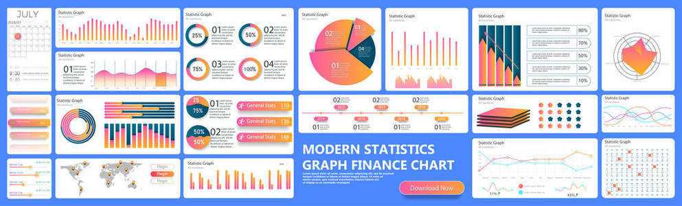 信息图仪表板。金融数据分析图贸易统计图和现代商业图表栏。分析