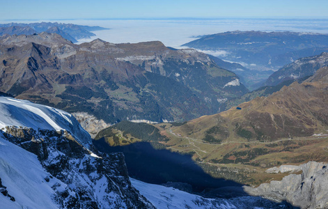 从瑞士Jungfraujoch站观看阿尔卑斯山山脉。