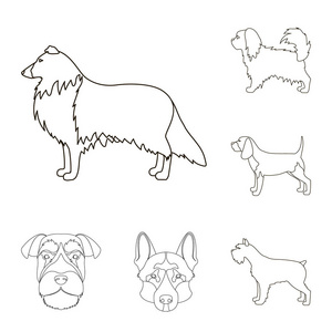 向量例证可爱和小狗标志。收集可爱和动物股票符号的网络