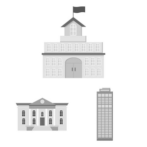 建筑和城市标志的孤立对象。大厦和企业股票向量例证的汇集