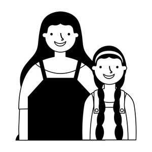 母亲和女儿在白色背景上