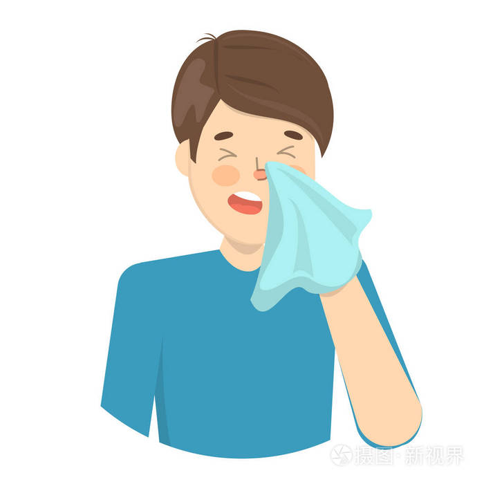 女人打喷嚏.发烧的生病女孩