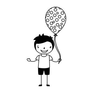 举行气球庆祝的快乐男孩