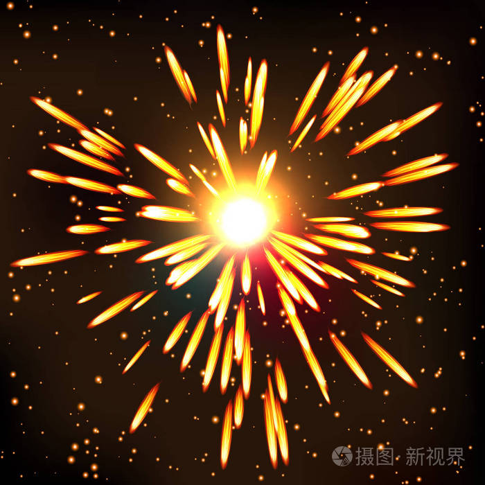 烟花爆裂火花背景. 符号节日矢量插图.