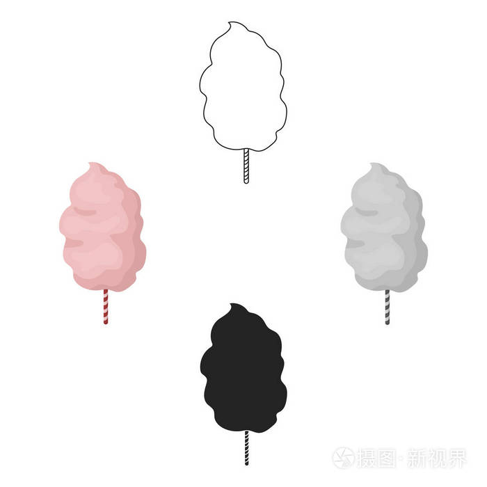 棉花糖在白色背景上孤立的卡通风格的图标.电影和电影符号股票矢量图