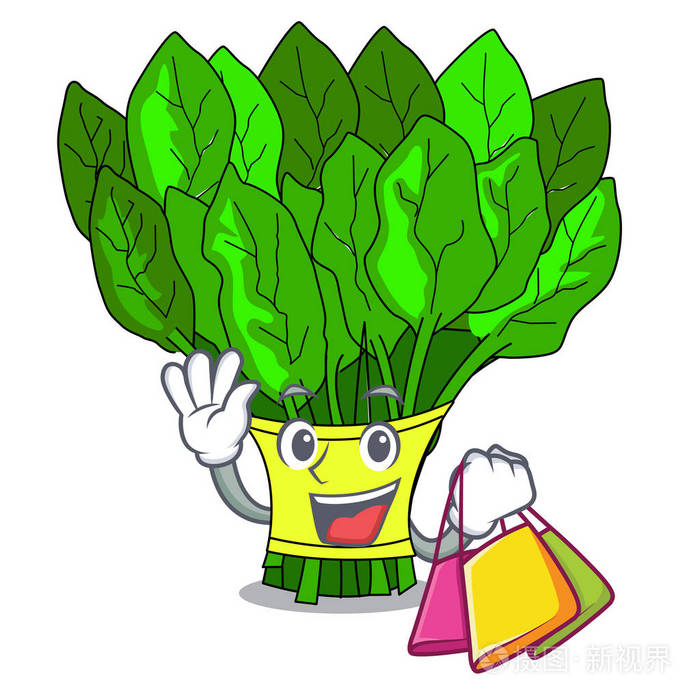 卡通版矢量插图上的蔬菜菠菜