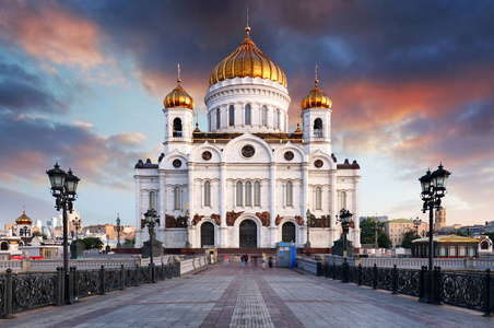 俄罗斯莫斯科救世主基督大教堂日落景色