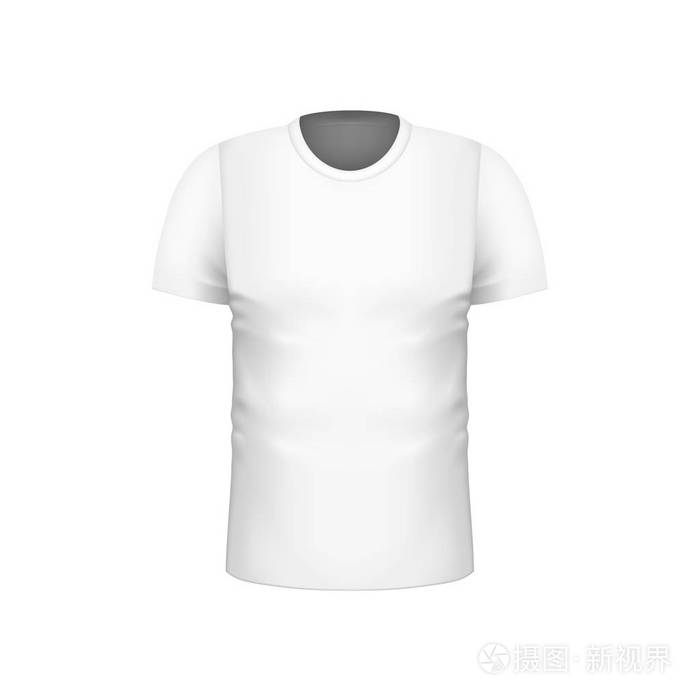 逼真的空白白色男士短袖t恤模板的品牌设计. 时尚服装