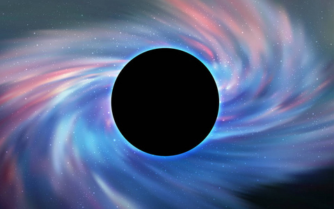 浅蓝色矢量背景与黑洞天空。 五颜六色的黑洞，闪耀着夜空的星星。 黑色星期五销售模板。