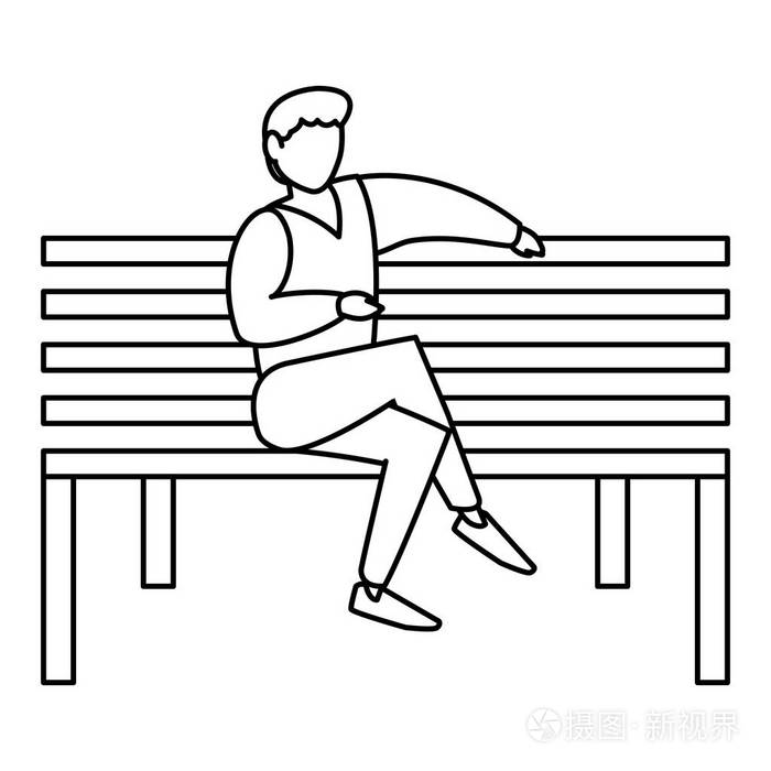 坐在公园椅子上的年轻人