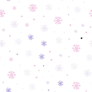 浅紫色粉红色矢量无缝图案与圣诞雪花。 彩色装饰设计，圣诞风格与雪。 纺织品壁纸设计。