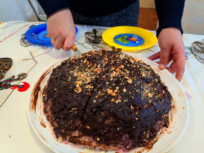 美味的巧克力蛋糕自制蛋糕