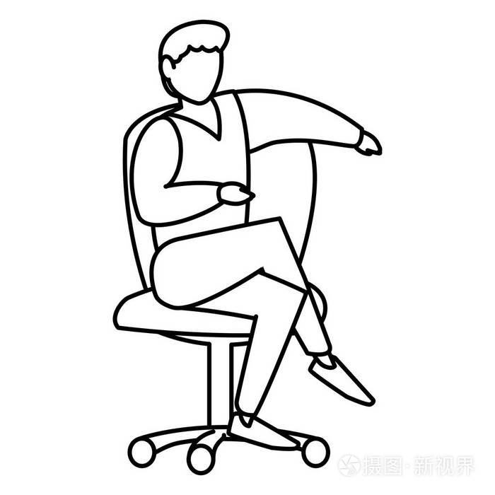 坐在办公椅上的年轻人