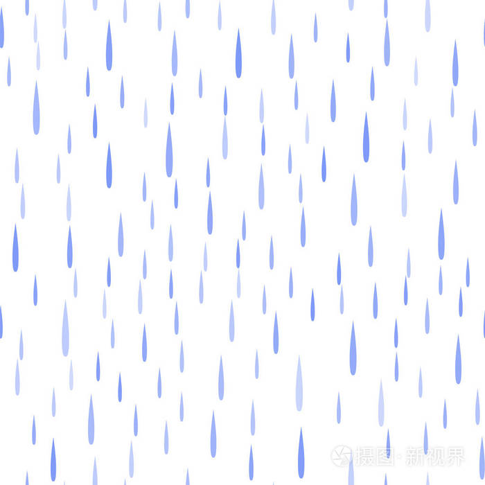 白色背景下无缝蓝雨滴图案