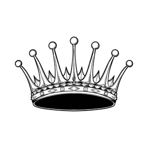 详细的伯爵王冠设计标志徽章徽章和纹身的元素。在白色背景查出的向量例证