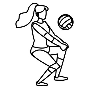 年轻的女人在打排球