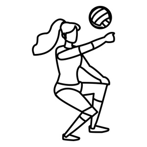 年轻的女人在打排球