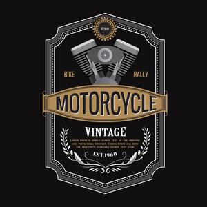 古董标签设计摩托车横幅排版矢量插图