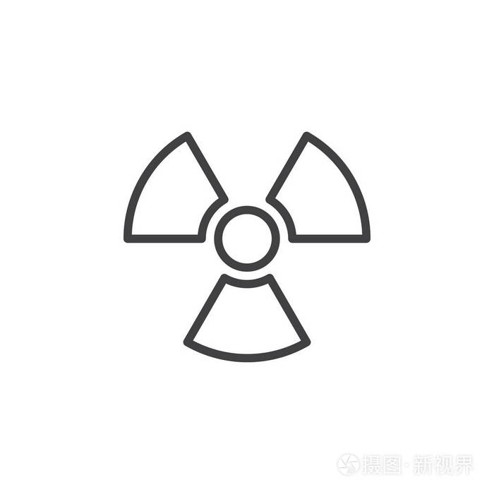 辐射符号线图标轮廓矢量符号线性样式象形文字隔离在白色上标志插图可