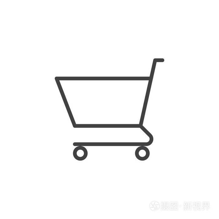 购物车线图标轮廓矢量符号线性风格象形文字隔离在白色上.