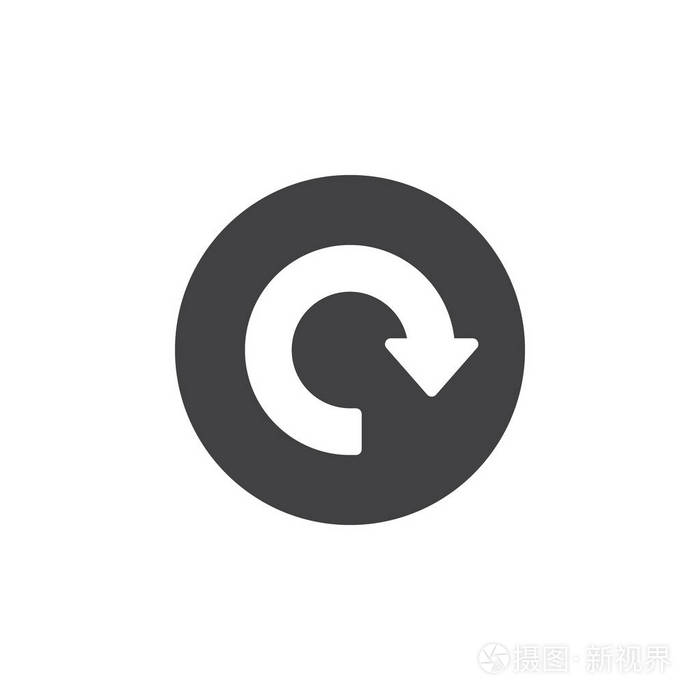 在平面图标周围重新加载箭头. 圆形简单按钮圆形矢量符号. 平式设计