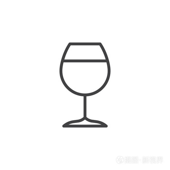 酒杯线图标轮廓矢量符号线性风格象形文字隔离在白色上.