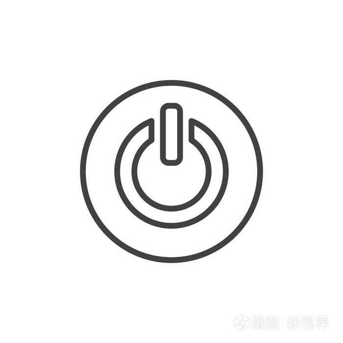 电源按钮线图标轮廓矢量符号线性样式象形文字隔离在白色上符号标志