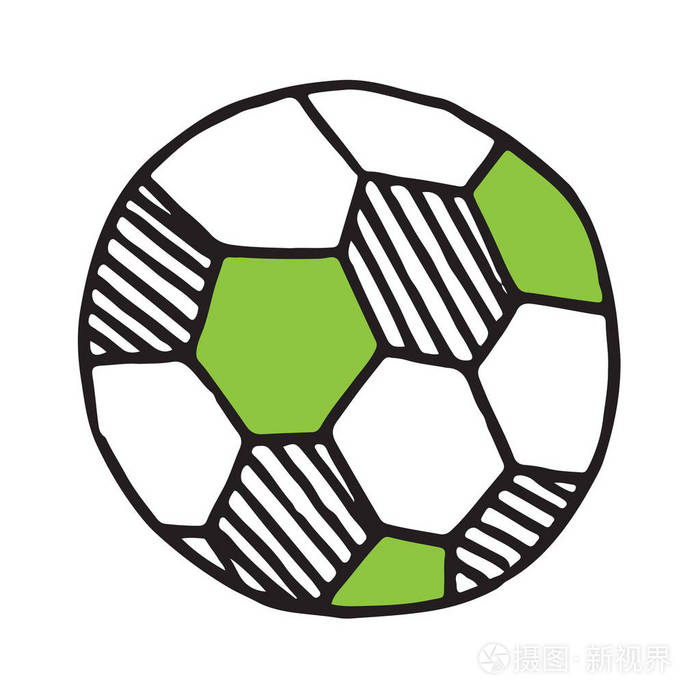 白色背景矢量插图上孤立的手绘足球涂鸦图标