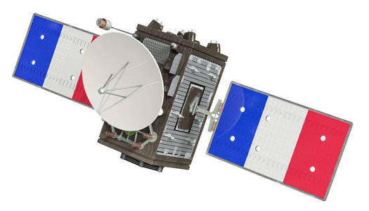 法国卫星3D渲染孤立于白色背景