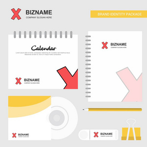交叉标志日历模板CD封面日记和USB品牌固定包装设计矢量模板